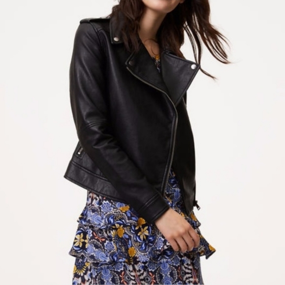 NWT Loft Faux Vegan Leather Moto Jacket - Picture 2 of 11
